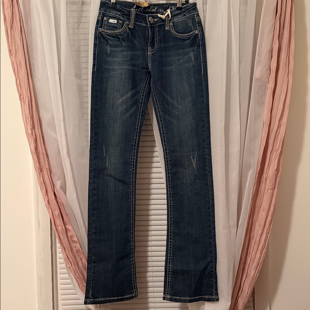 LA IDOL USA - Women's Blue Jeans - Embellished Back Pockets - Boot Cut